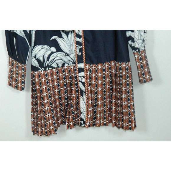 Ciebon Dress Size Small Brown Black Bow Flower Eddie Pleated - Picture 7 of 11